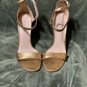 Gold faux-lizard Via Spiga open-toe heels